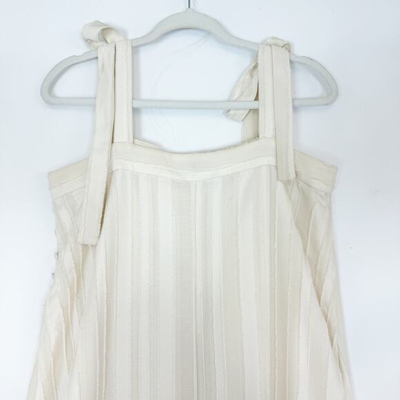 En Saison Laurent Midi Dress Cream Textured High Low Sleeveless Women's Large - Picture 3 of 16